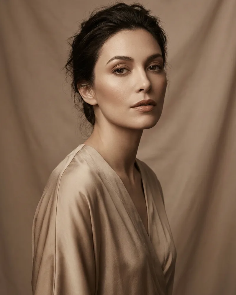 Wnętrze atelier — ciepłe światło i klasyczny portret studyjny